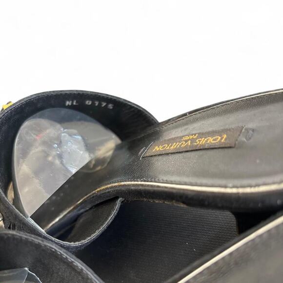 Authentic LOUIS VUITTON‎ Black Suede Beaded Slides Mules Heels sz. 7/37 - Picture 7 of 8